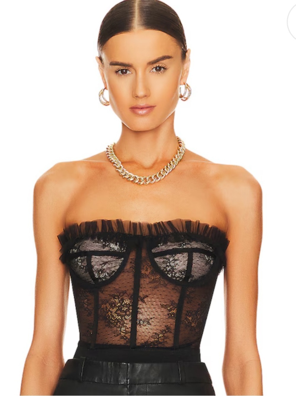 NBD Maren Corset Top Black Lace Bustier cami Revolve NWT S
